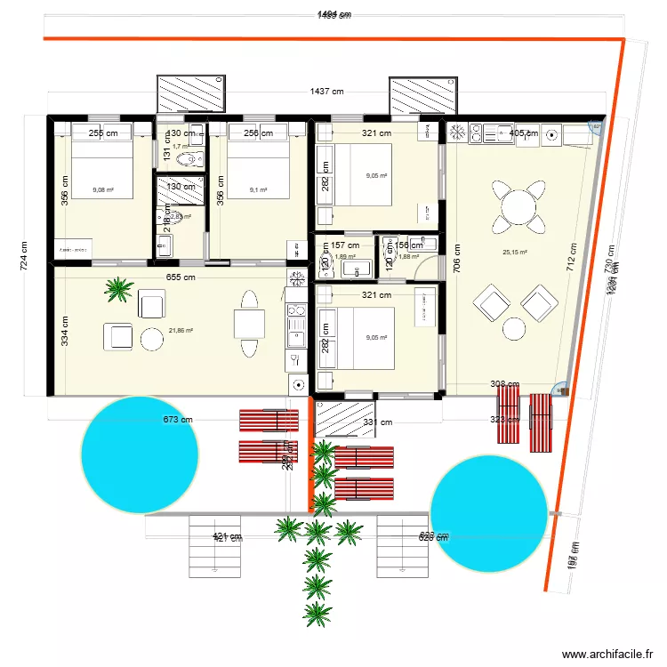 Popotte Steph 1/4. Plan de 10 pièces et 92 m²