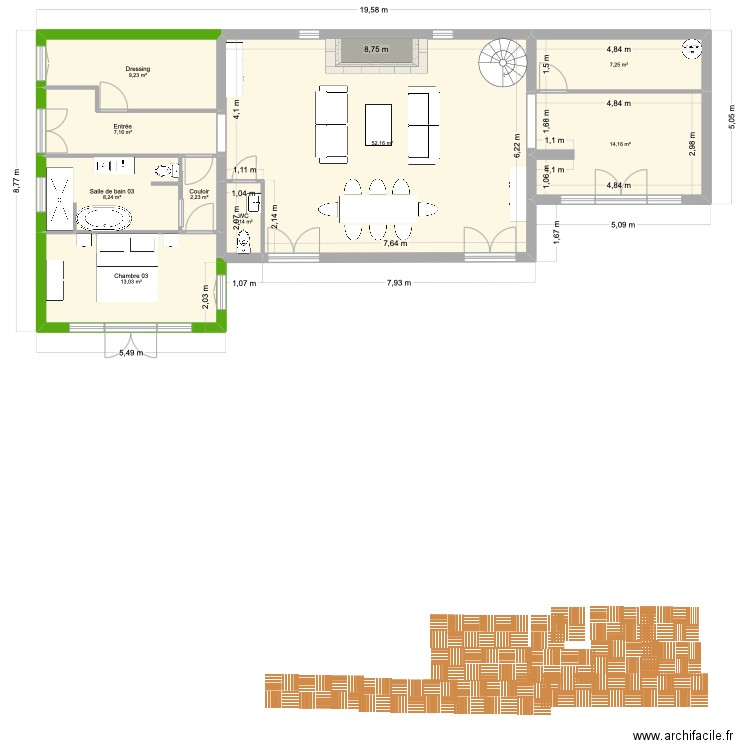 Mas Lespignan agrandissement. Plan de 15 pièces et 202 m2