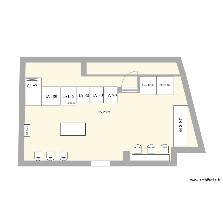 EMILE DUCLAUX 2. Plan de 1 pièce et 35 m2