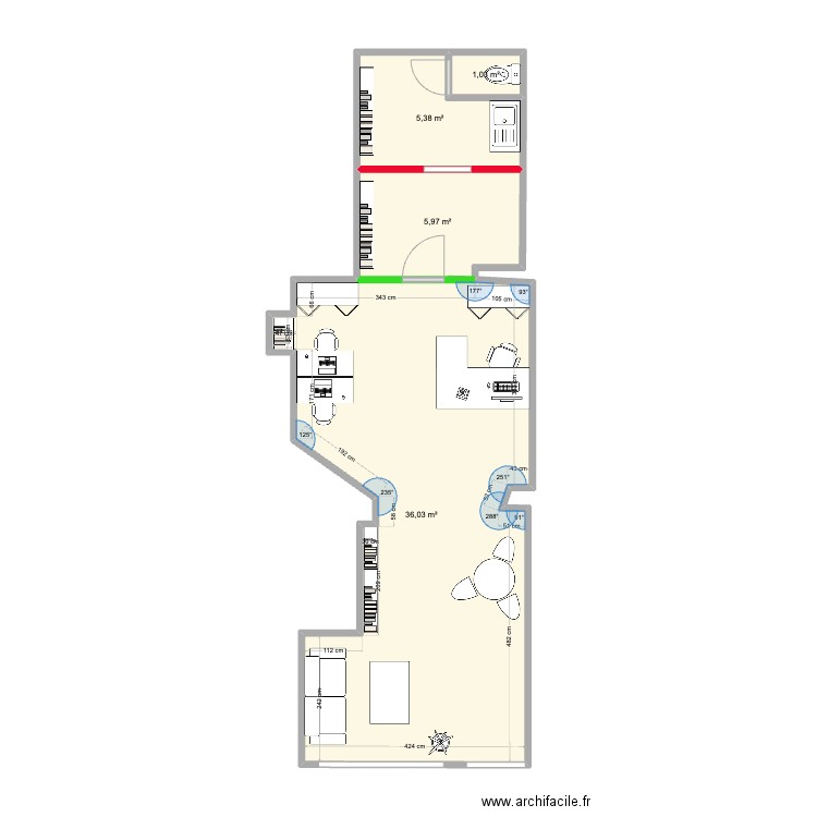 Les fees du vrac. Plan de 4 pièces et 48 m2