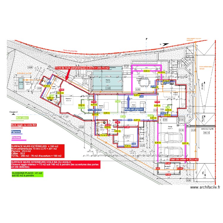 Superficie MURS maison en dur. Plan de 0 pièce et 0 m2