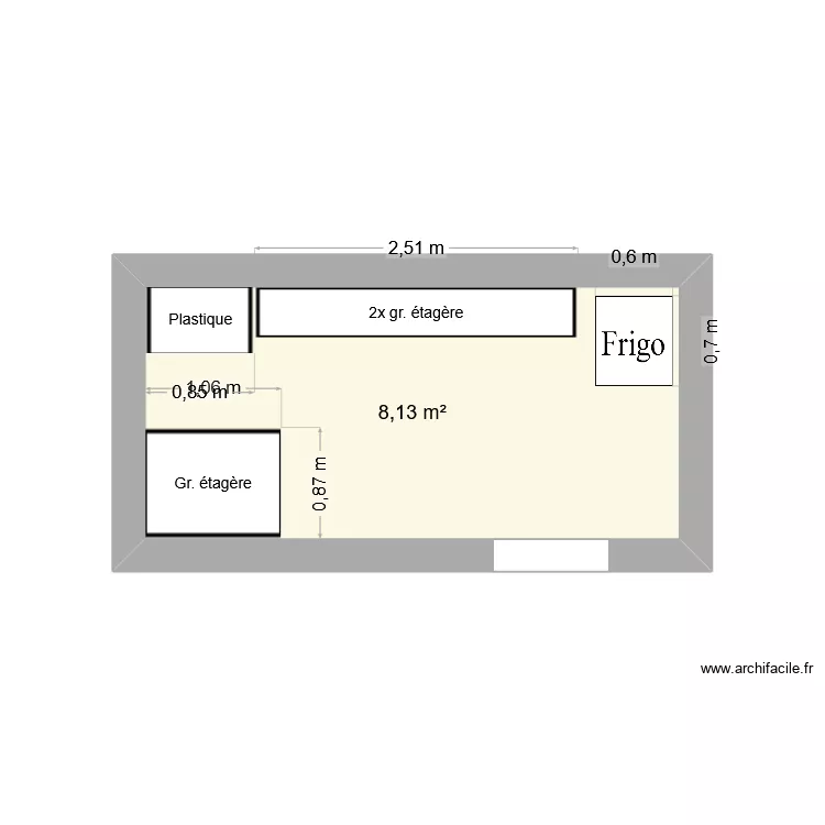 Cave. Plan de 1  et 8 m²