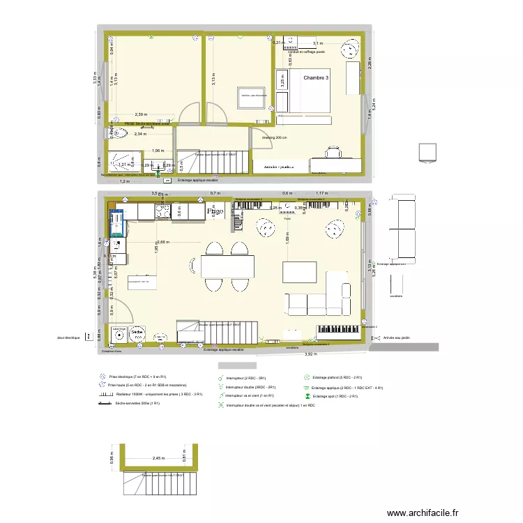 PLANS MAISON cuisine avec sas entr&eacute;e avant d&eacute;m&eacute;nagement. Plan de 
