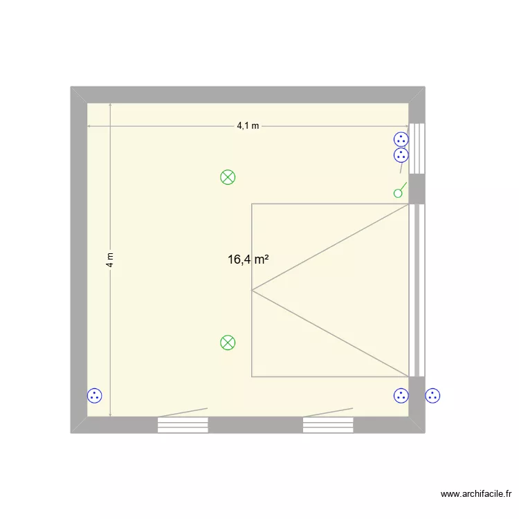 cabane au fond du jardin. Plan de 1  et 16 m²
