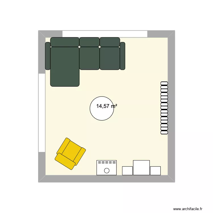 Salon hypoth&egrave;se canap&eacute; BUT "happy". Plan de 1  et 15 m²