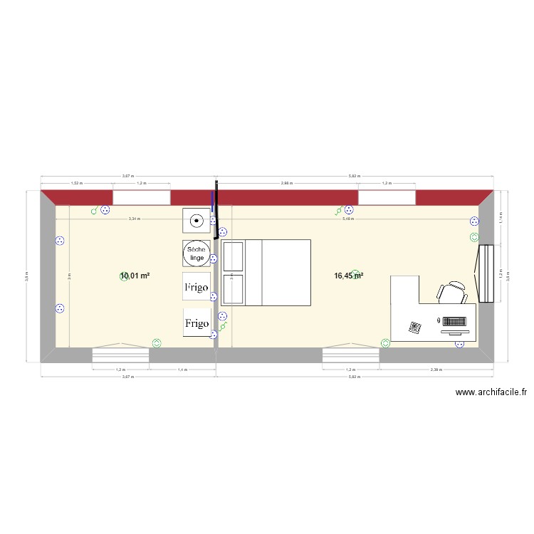 FabriceB. Plan de 2 pièces et 26 m2
