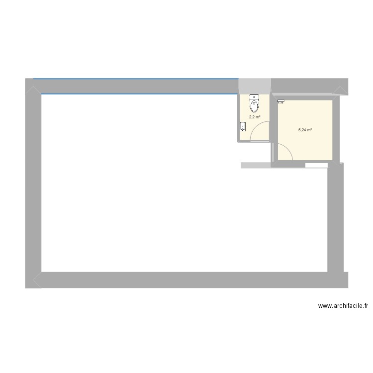 Feve ref Heuze. Plan de 2 pièces et 7 m2