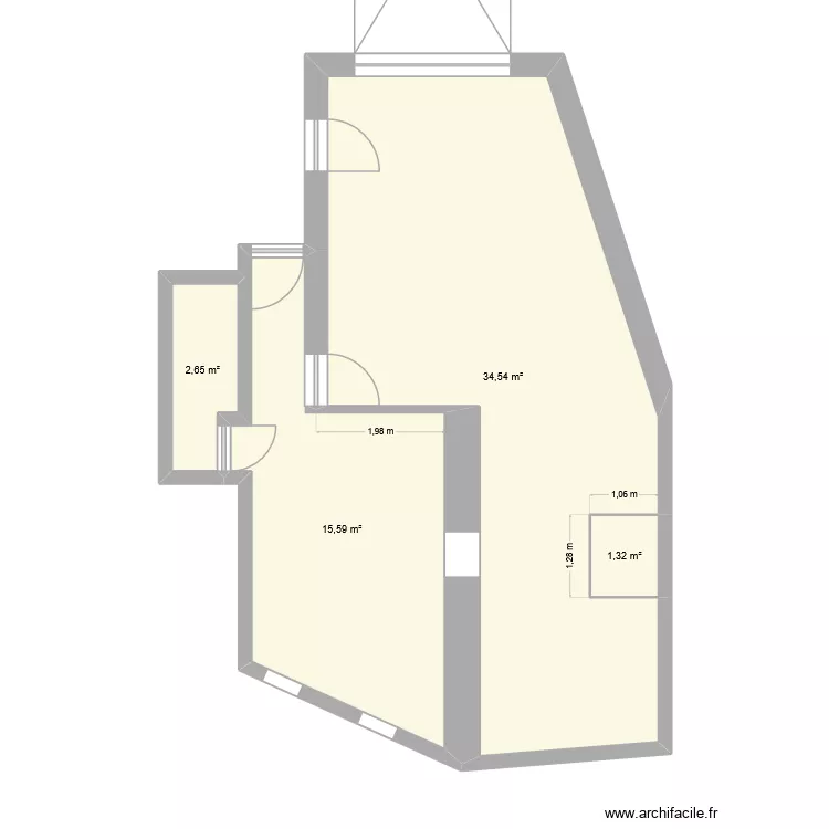 goby-RDC. Plan de 4 Pièces et 54 m²