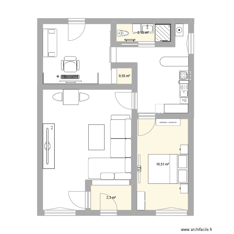 plan maison meuble. Plan de 4 pièces et 16 m2