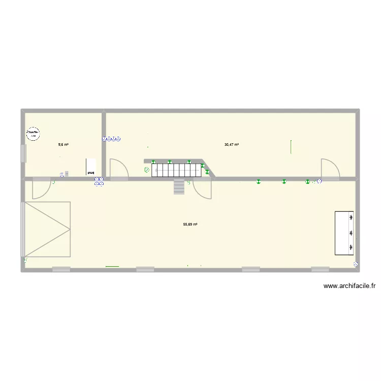 sous sol circuit electrique et eclairage. Plan de 3  et 96 m²