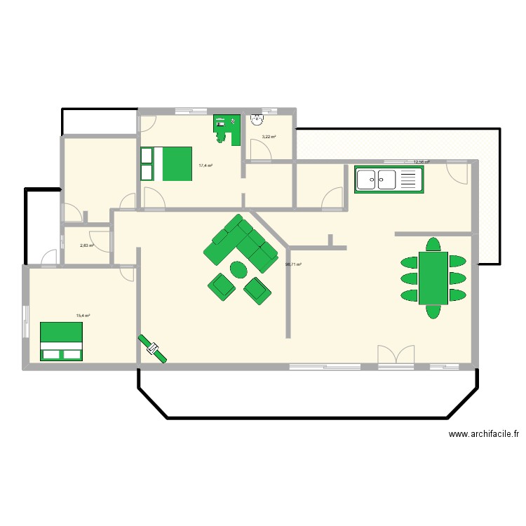 xxx. Plan de 6 pièces et 148 m2