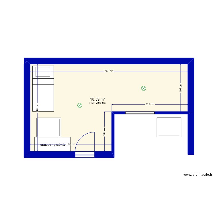 Noé. Plan de 1 pièce et 18 m2