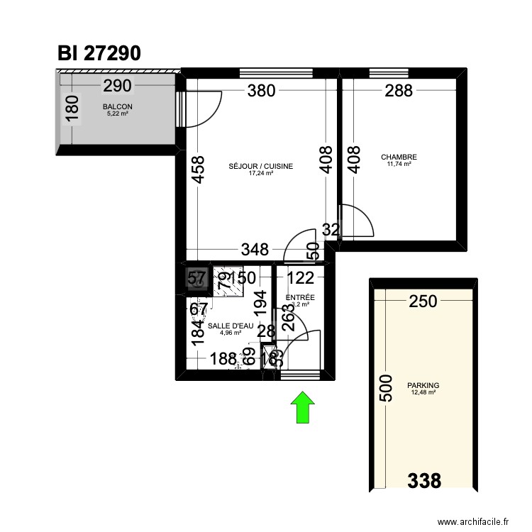 BI 27290. Plan de 8 pièces et 55 m2