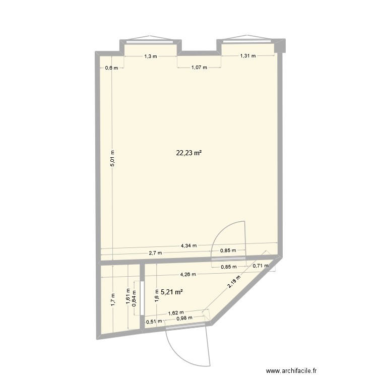 31 Rambuteau. Plan de 2 pièces et 27 m2