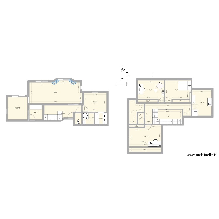 Elliant - Étage B. Plan de 19 pièces et 154 m2