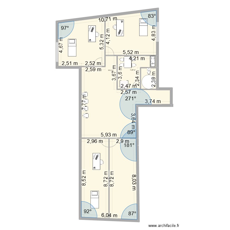 VERDUN. Plan de 3 pièces et 163 m2