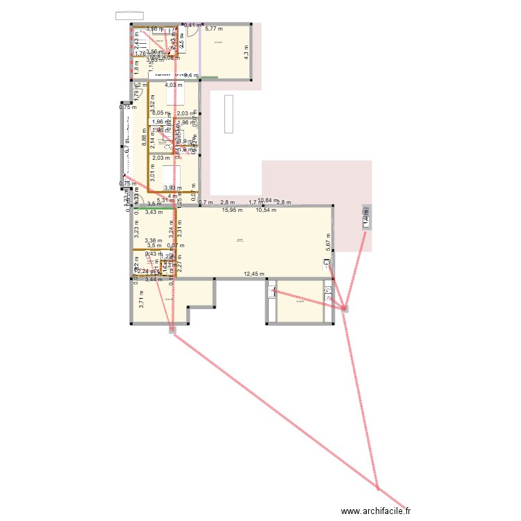 esquema tubos esgoto. Plan de 9 pièces et 221 m2