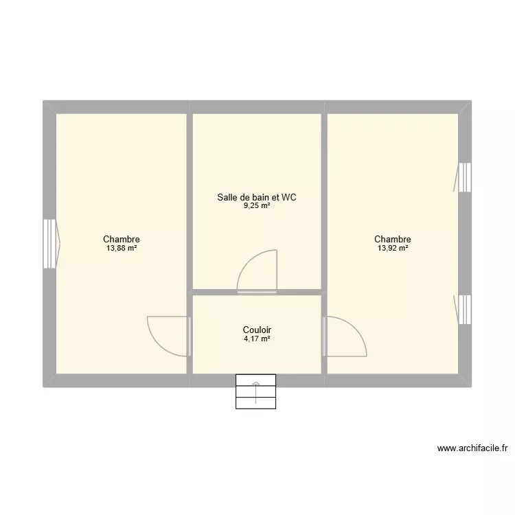 Chambres (suite) c&ocirc;t&eacute; g&icirc;te. Plan de 4 Pièces et 41 m²