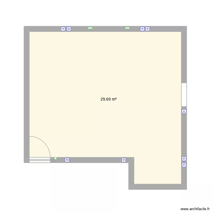Chambre parentale. Plan de 1 Pièce et 30 m²