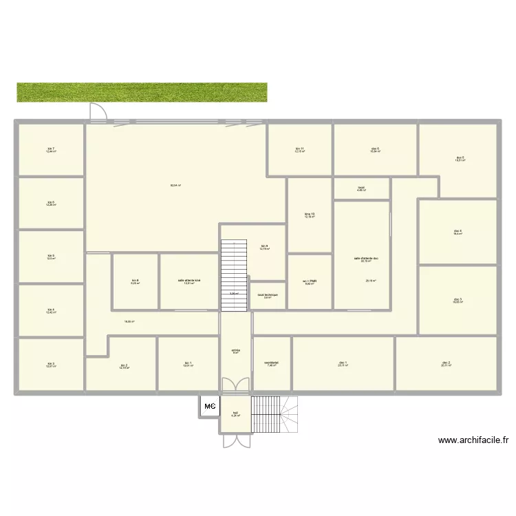 kinat v2027. Plan de 46 pièces et 915 m²