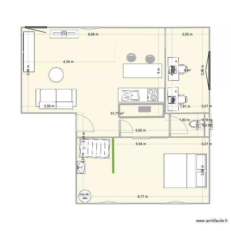 BLV AVEC MEUBLE version 2. Plan de 3 et 60 m² BLV AVEC MEUBLE version 2. Plan de 3 et 60 m²