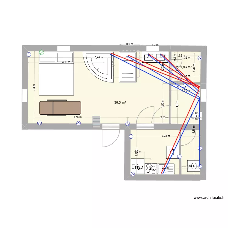 plan lr. Plan de 2  et 32 m²