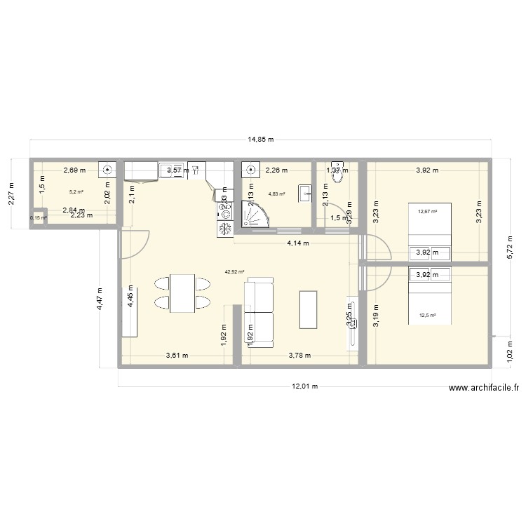 combles TER VVaAALJ. Plan de 6 pièces et 78 m2