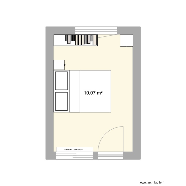 Chambre 1. Plan de 1 pièce et 10 m2