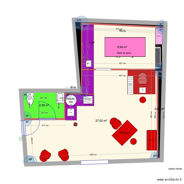 Plan a l'échelle exact avec aménagements. Plan de 0 pièce et 0 m2
