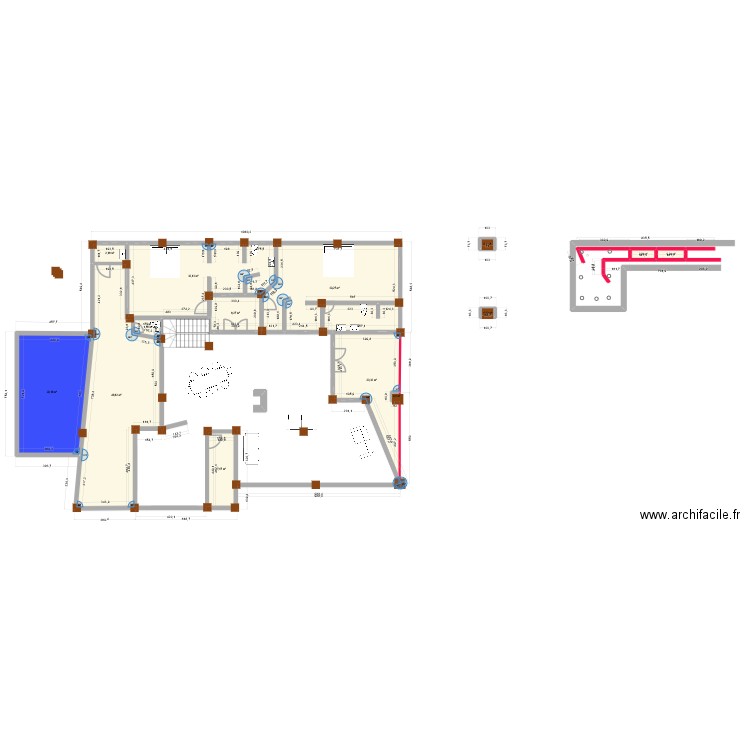 fret. Plan de 14 pièces et 189 m2