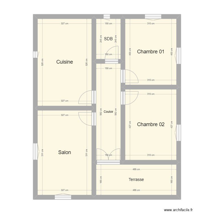 Plan initiale Djerba Mahboubine. Plan de 7 pièces et 81 m2