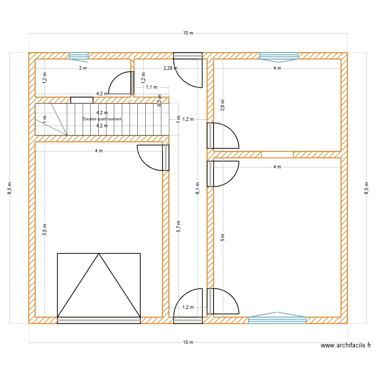 AM.Drici-Cotation. Plan de 5 pièces et 72 m2