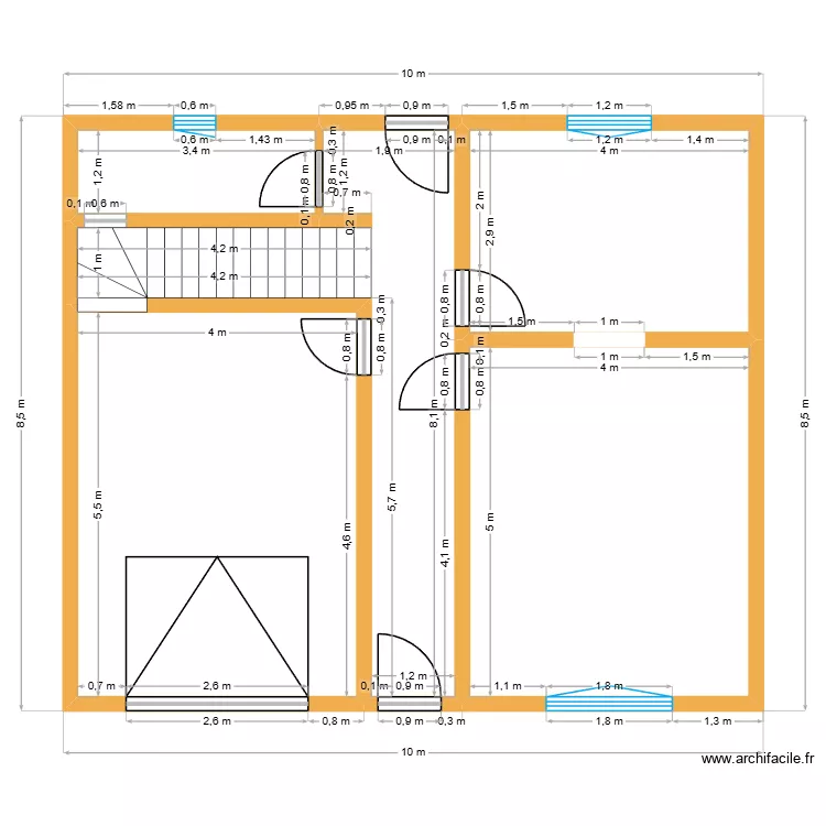 AM.Drici-Cotation. Plan de 5 pièces et 72 m²