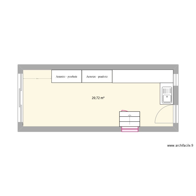 Garage travaux septembre 2025. Plan de 1 pièce et 21 m2