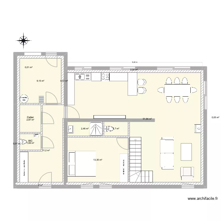 Plescop 3. Plan de 14  et 94 m²
