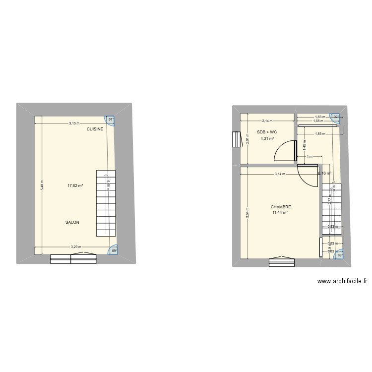 DOS SANTOS MARTINS. Plan de 4 pièces et 40 m2