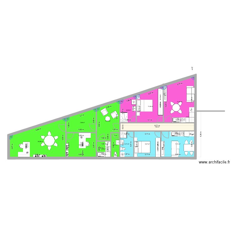Plateaux IZ R+1 bis. Plan de 13 pièces et 125 m2