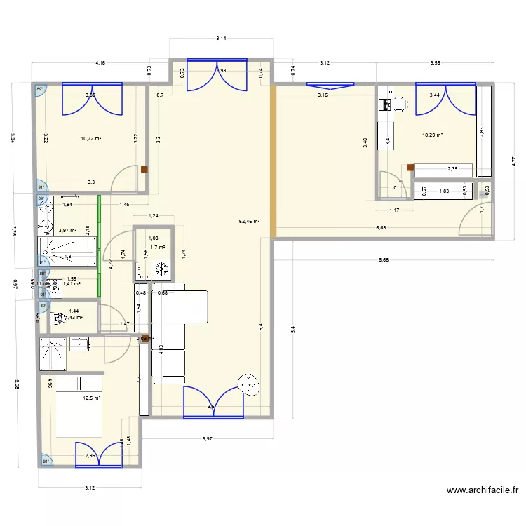 LVX03. Plan de 6  et 45 m²