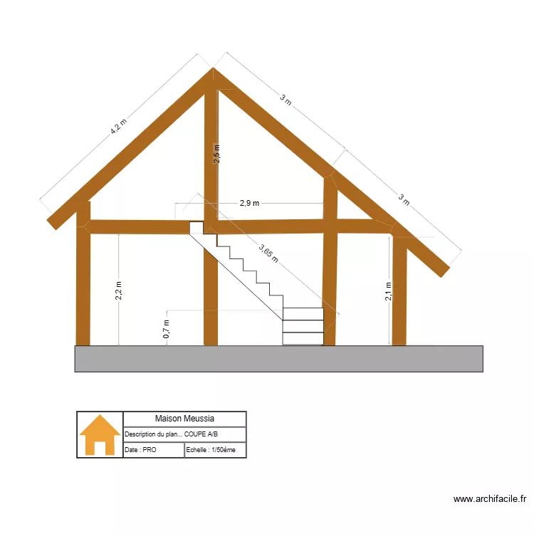 fa&ccedil;ade  A/B escalier. Plan de 