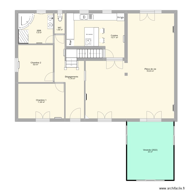 MONTREUIL 1. Plan de 9 pièces et 134 m2