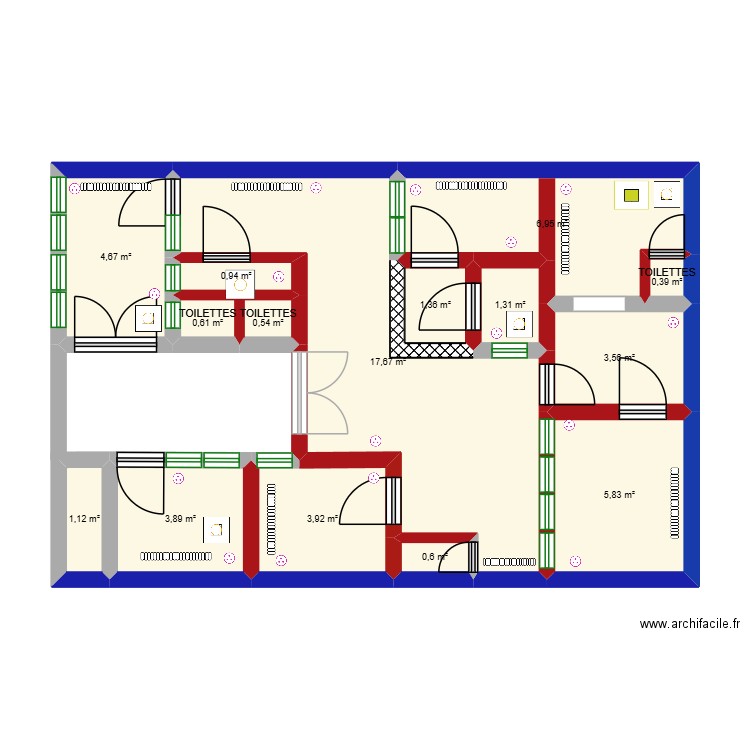 PROJET 1. Plan de 15 pièces et 53 m2