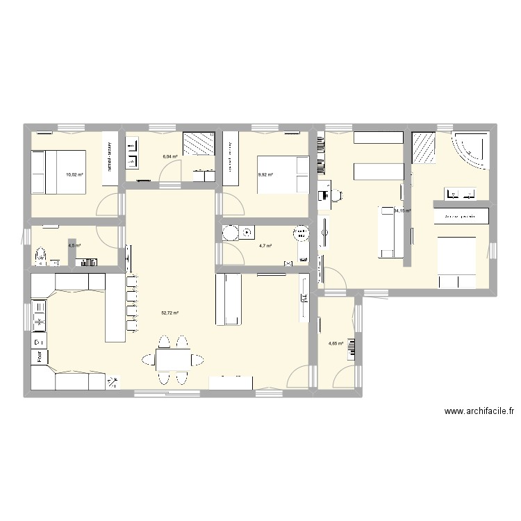 maison 2. Plan de 8 pièces et 127 m2