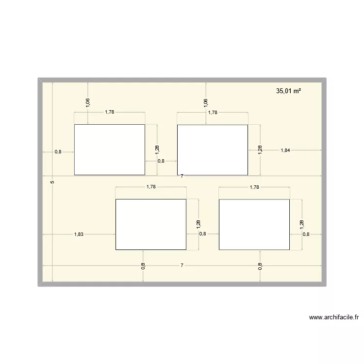 Tableau. Plan de 1  et 35 m²