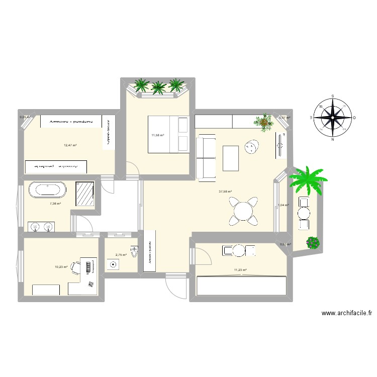 PLAN 2. Plan de 12 pièces et 95 m2
