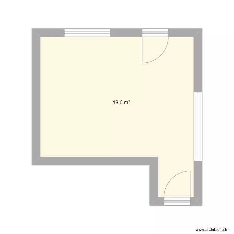 bureau. Plan de 1  et 19 m²