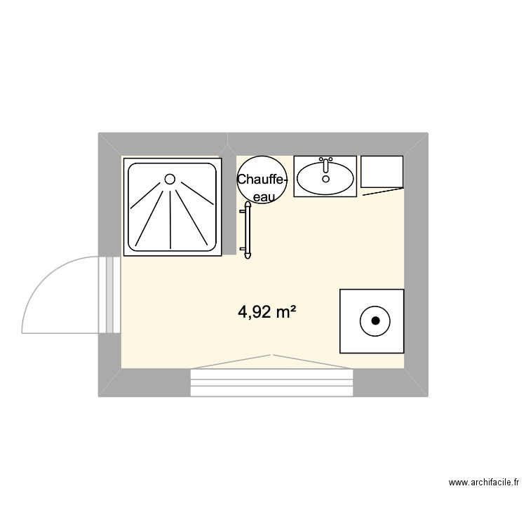 SDB EMMA. Plan de 1 pièce et 5 m2