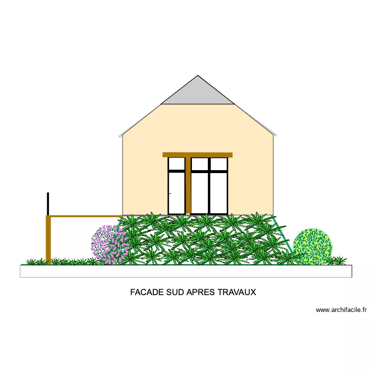 FACADE SUD APRES TRAVAUX. Plan de 