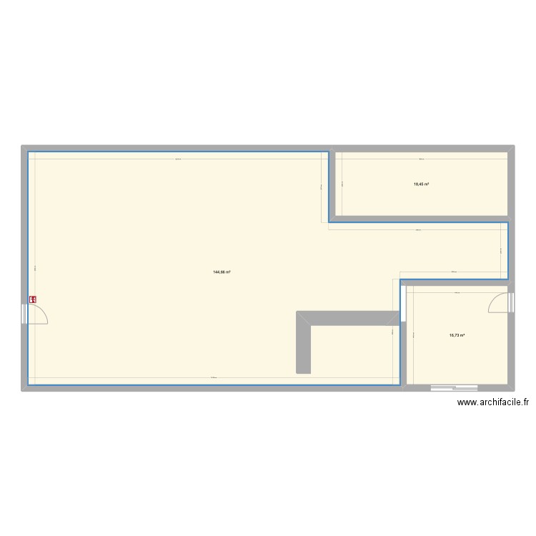 Recyclerie. Plan de 3 pièces et 180 m2