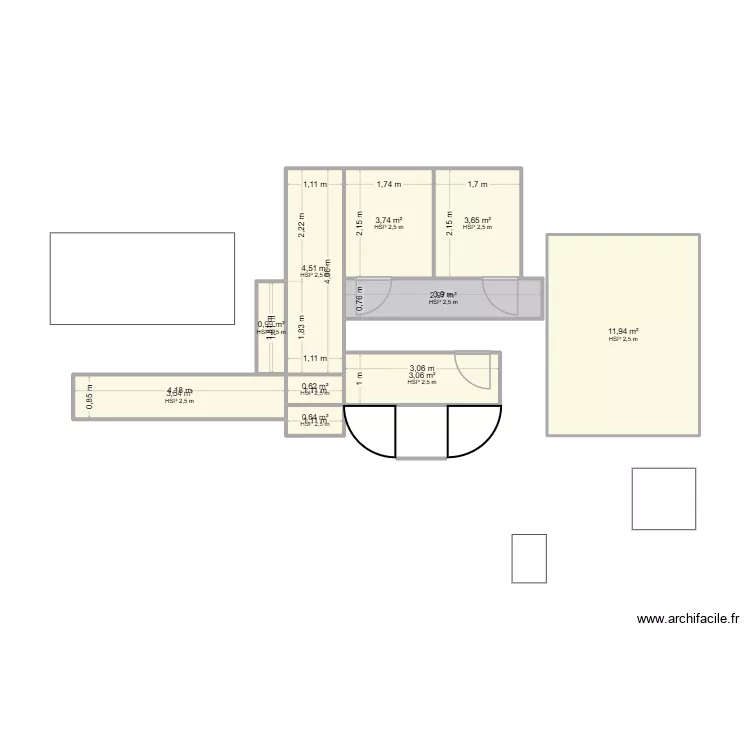 voli&egrave;re b&eacute;ton. Plan de 