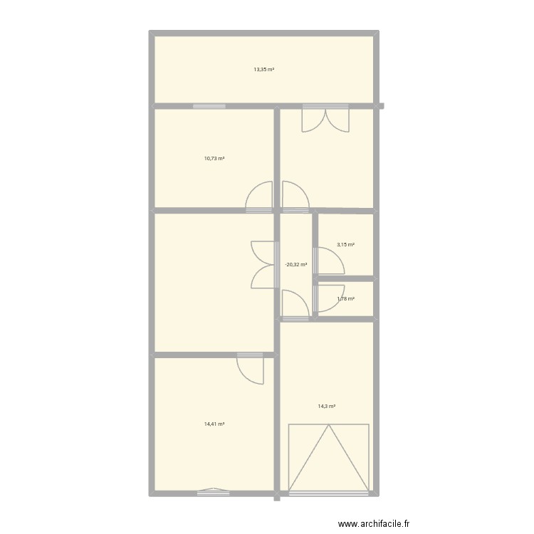 Adjabi. Plan de 7 pièces et 61 m2